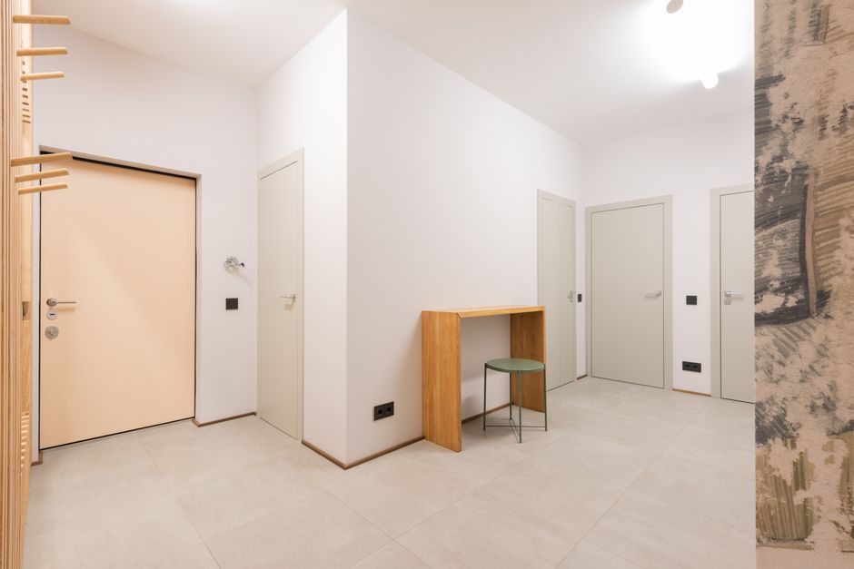 White interior door hallway